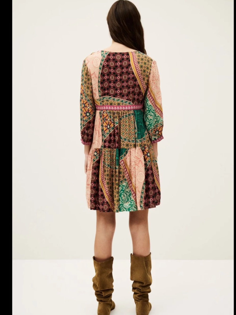 Ba&sh Fingston Patchwork Mini Dress Multicolor Boho Print L / US 8 - Picture 2 of 16